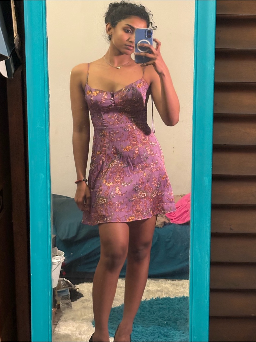 Urban Outfitters Lavender Paisley Satin Slip Dress